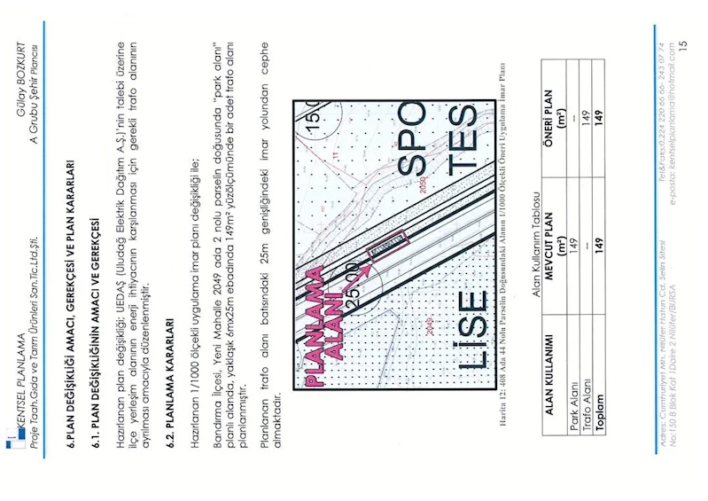 YENİMAHALLE 2049 ADA 2 PARSELİN KUZEYDOĞUSUNDA TRAFO ALANI AMAÇLI UYGULAMA İMAR PLANI