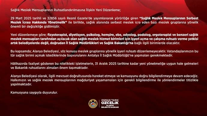 SAĞLIK MESLEK MENSUPLARININ RUHSATLANDIRILMASINA İLİŞKİN BASIN AÇIKLAMASI
