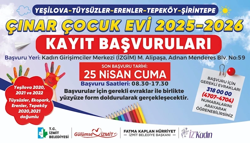 ÇINAR ÇOCUK EVLERİ İÇİN YENİ DÖNEM KAYITLARI 25 NİSAN’A KADAR UZATILDI