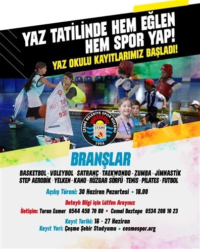 Çeşme Belediye Spor Kulübü Yaz Spor Okulu başvuruları başladı