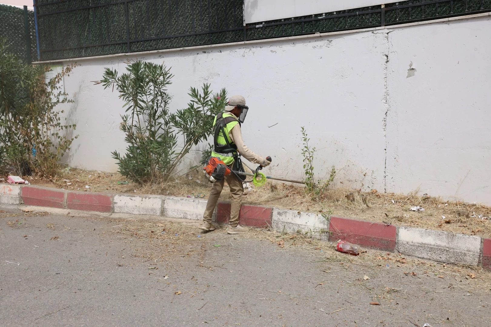 Kocaeli okul bahçelerinde otlar biçiliyor